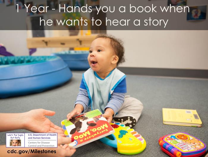 Hands you a book when he wants to hear a story