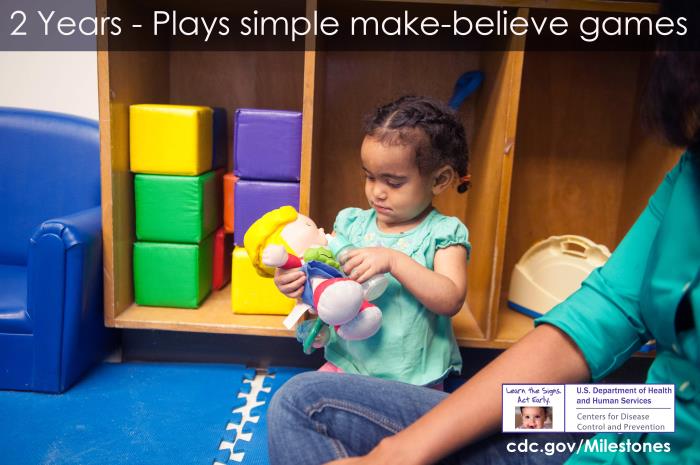 Plays simple make-believe games